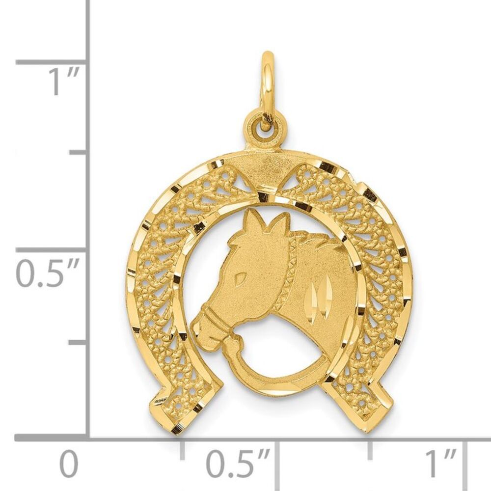 10k Yellow Gold Solid Flat-Backed Horsehead In Ho… - image 3